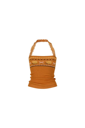 Designer Woolen Floral Halter Top