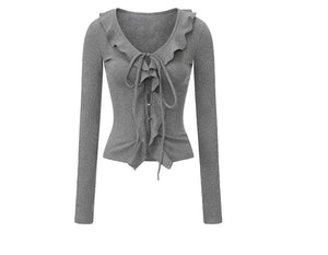Desire Lace-Up Knitted Cardigan