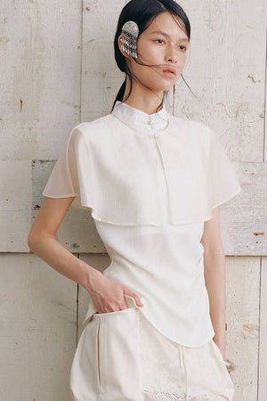 Detachable Cape Sleeveless Shirt