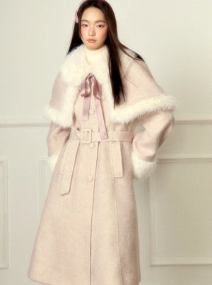 Detachable Cloak Long Tweed Coat