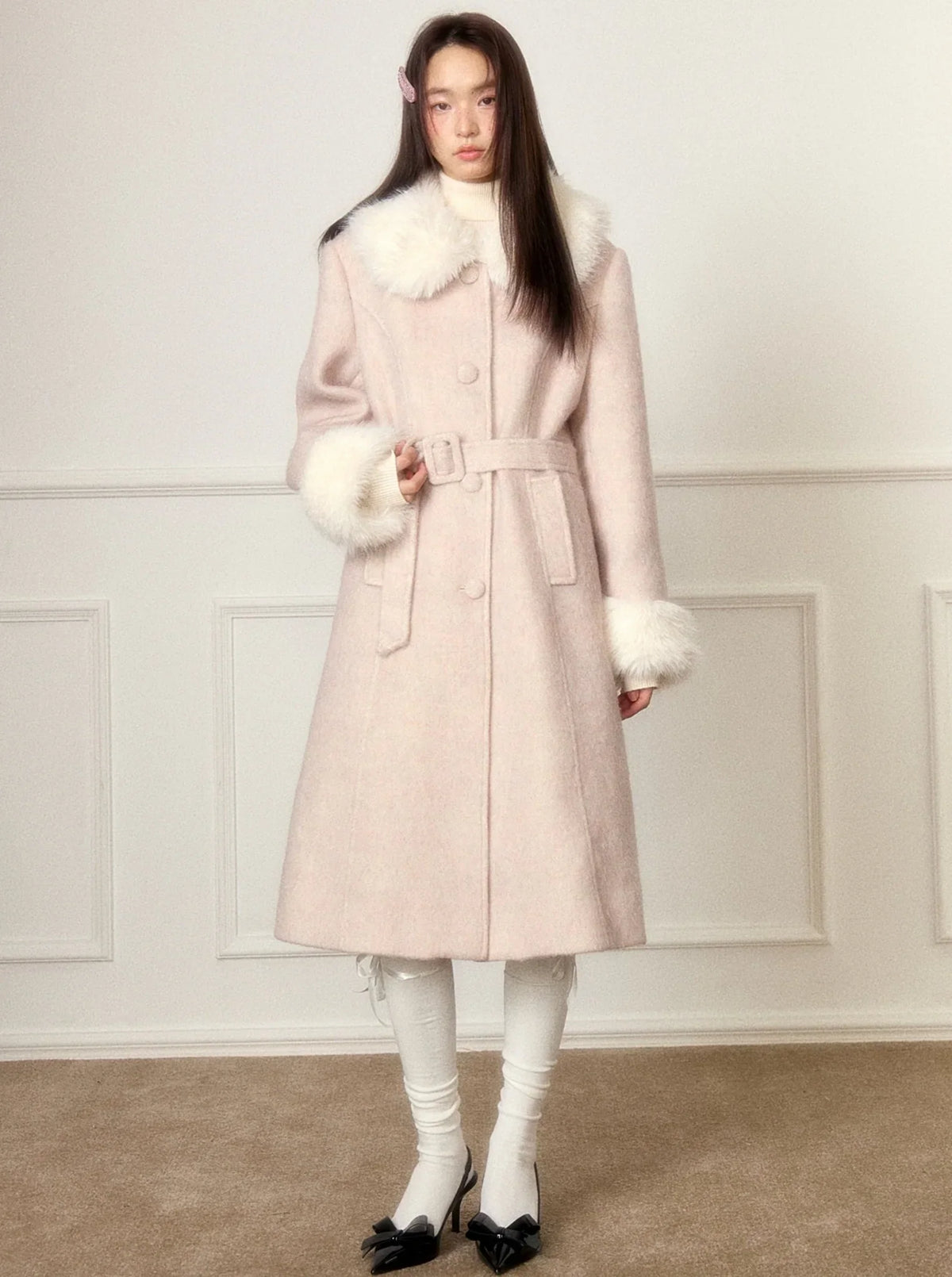Detachable Cloak Long Tweed Coat