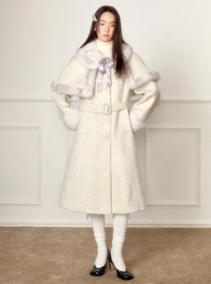 Detachable Cloak Long Tweed Coat
