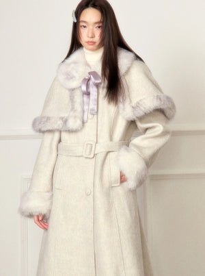 Detachable Cloak Long Tweed Coat