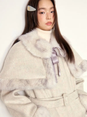 Detachable Cloak Long Tweed Coat