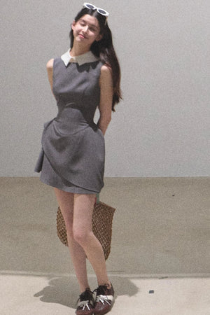 Detachable Collar Wool Dress