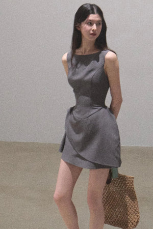 Detachable Collar Wool Dress