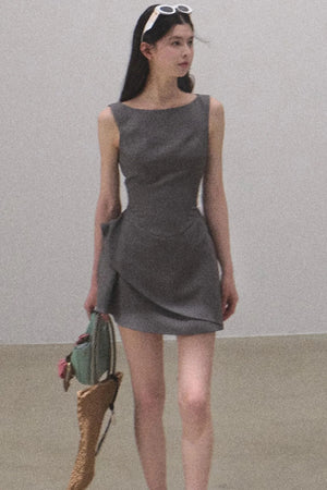 Detachable Collar Wool Dress