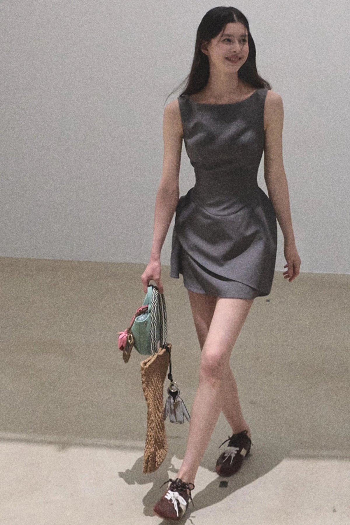 Detachable Collar Wool Dress