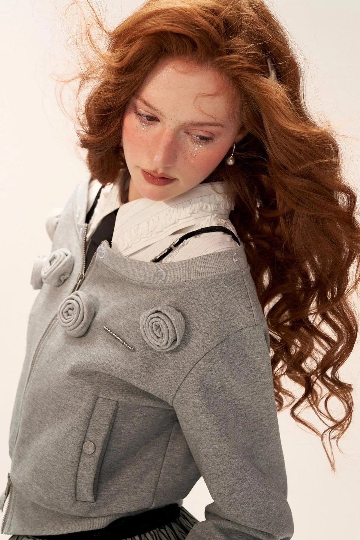 Detachable Fur Collar Double Zipper Jacket