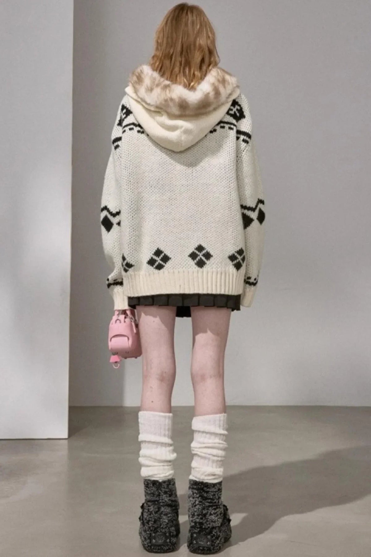 Detachable Fur Collar Knitted Cardigan