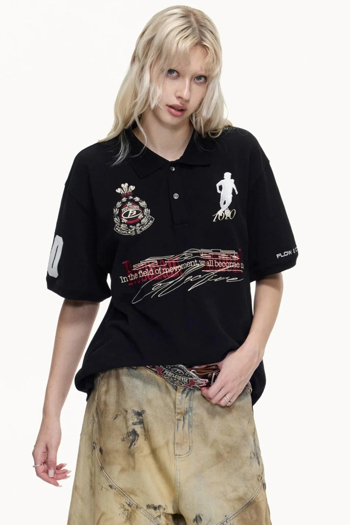 Detachable Fur Collar Retro Polo Top