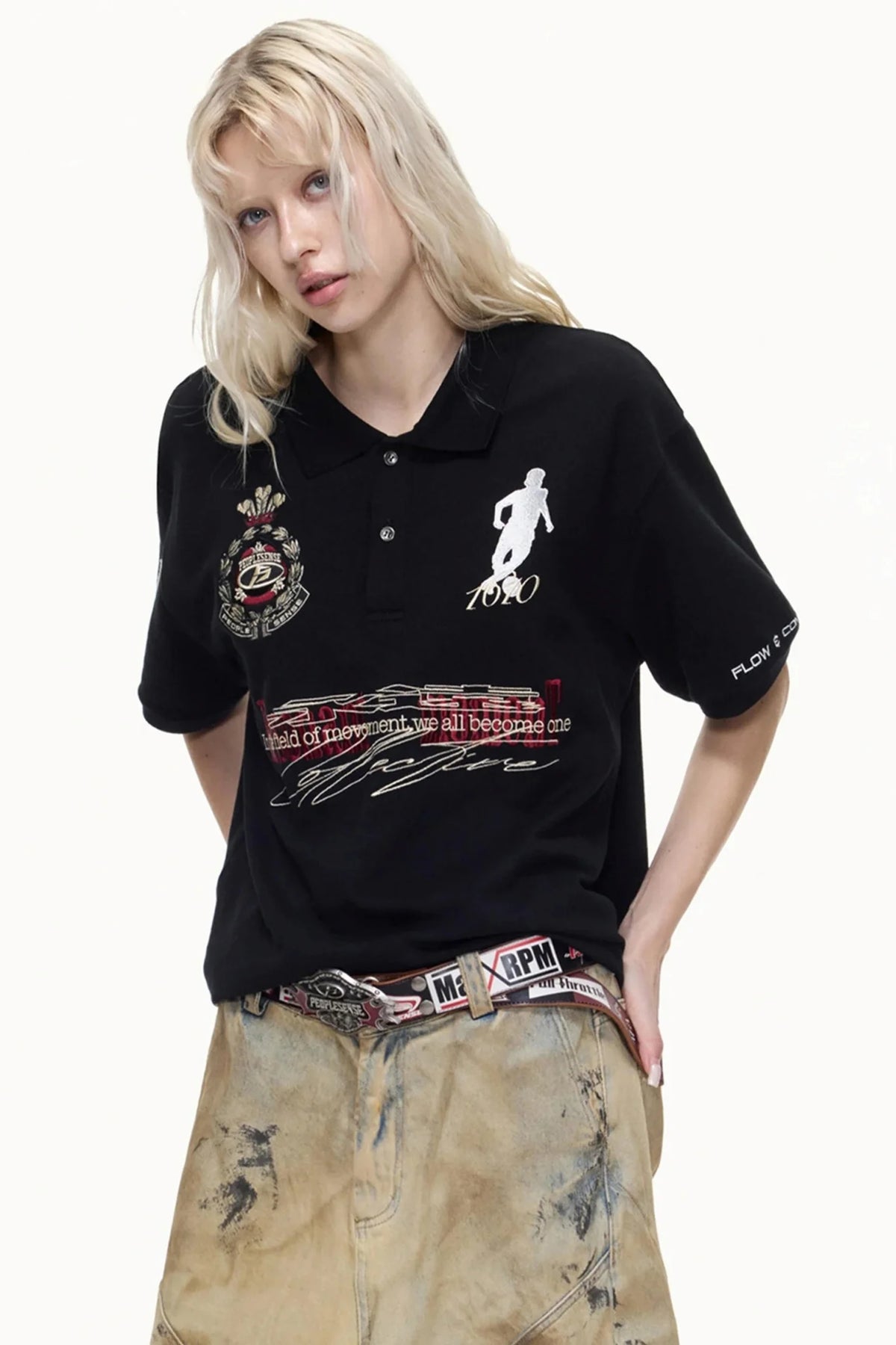 Detachable Fur Collar Retro Polo Top