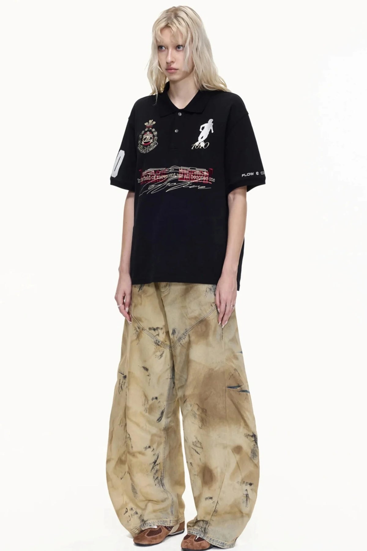 Detachable Fur Collar Retro Polo Top
