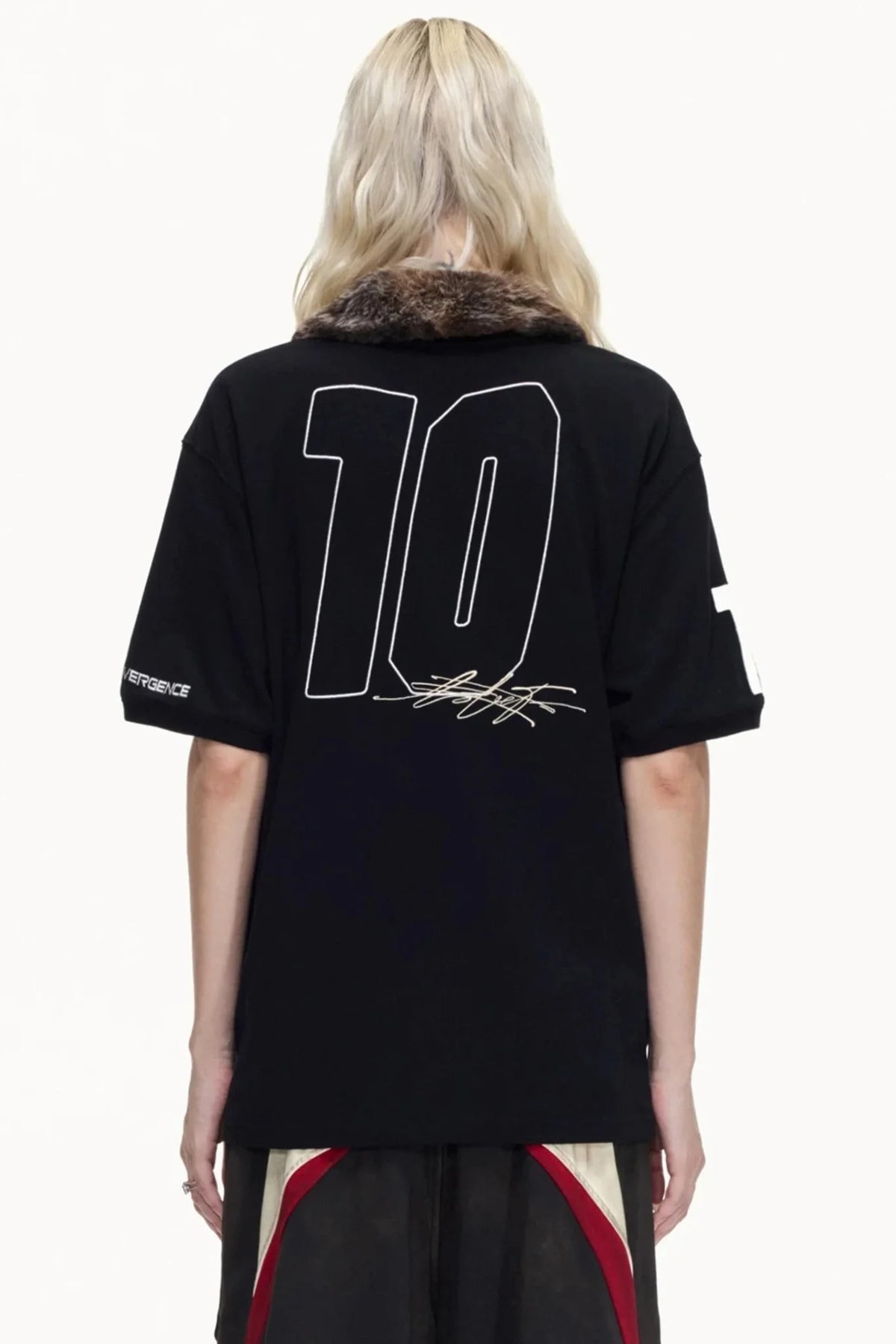 Detachable Fur Collar Retro Polo Top