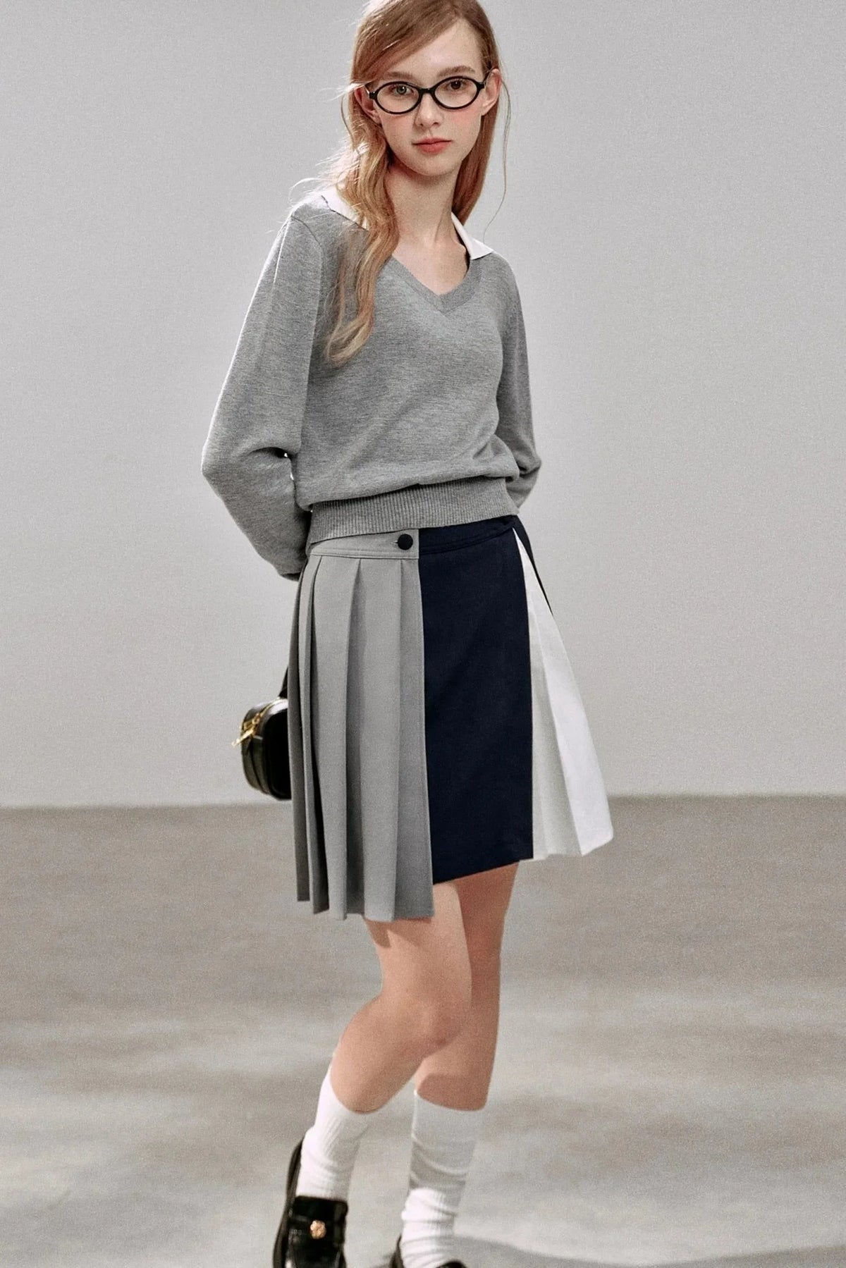 Detachable Pleated A-Line Skirt