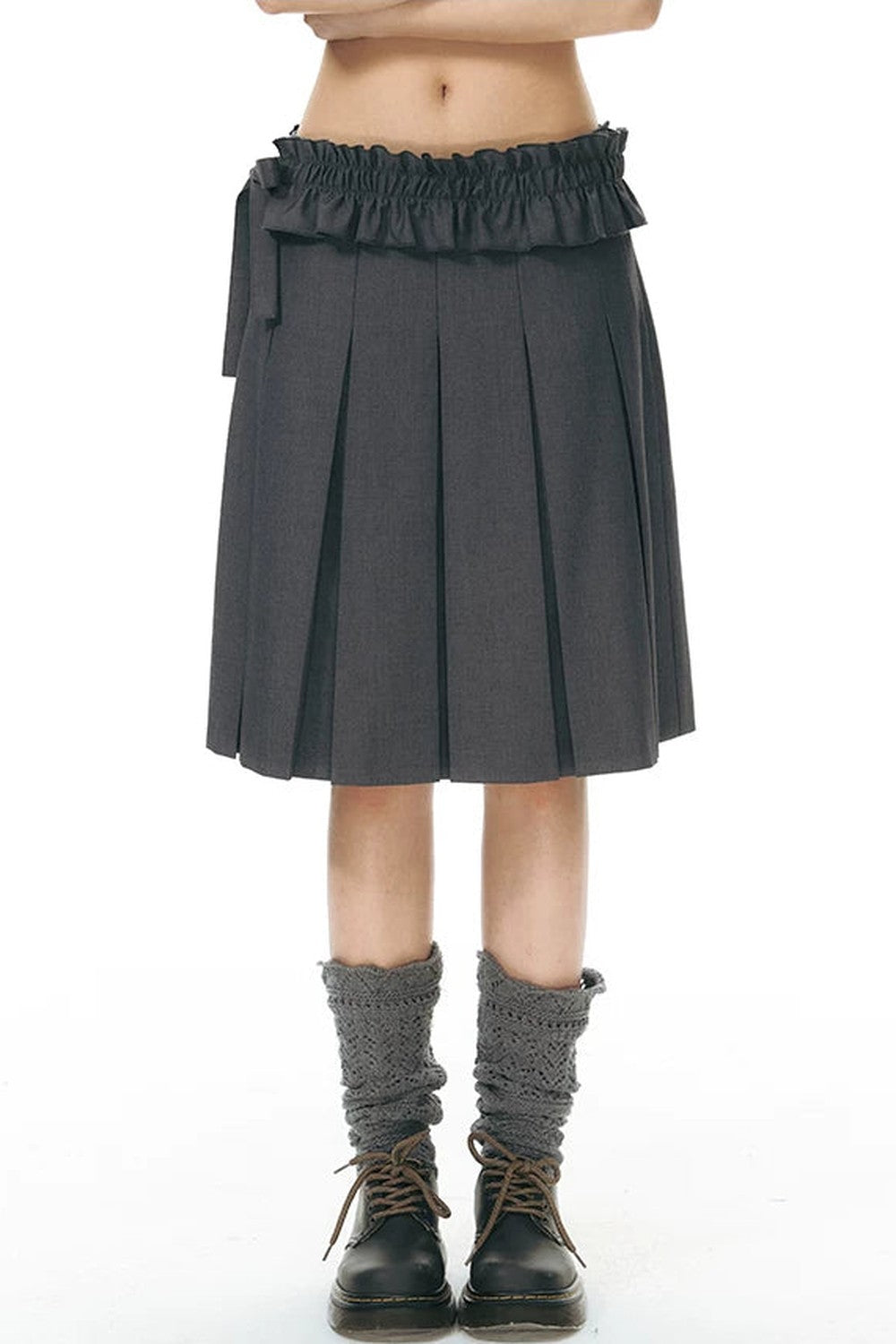Detachable Pleated Midi Skirt Set