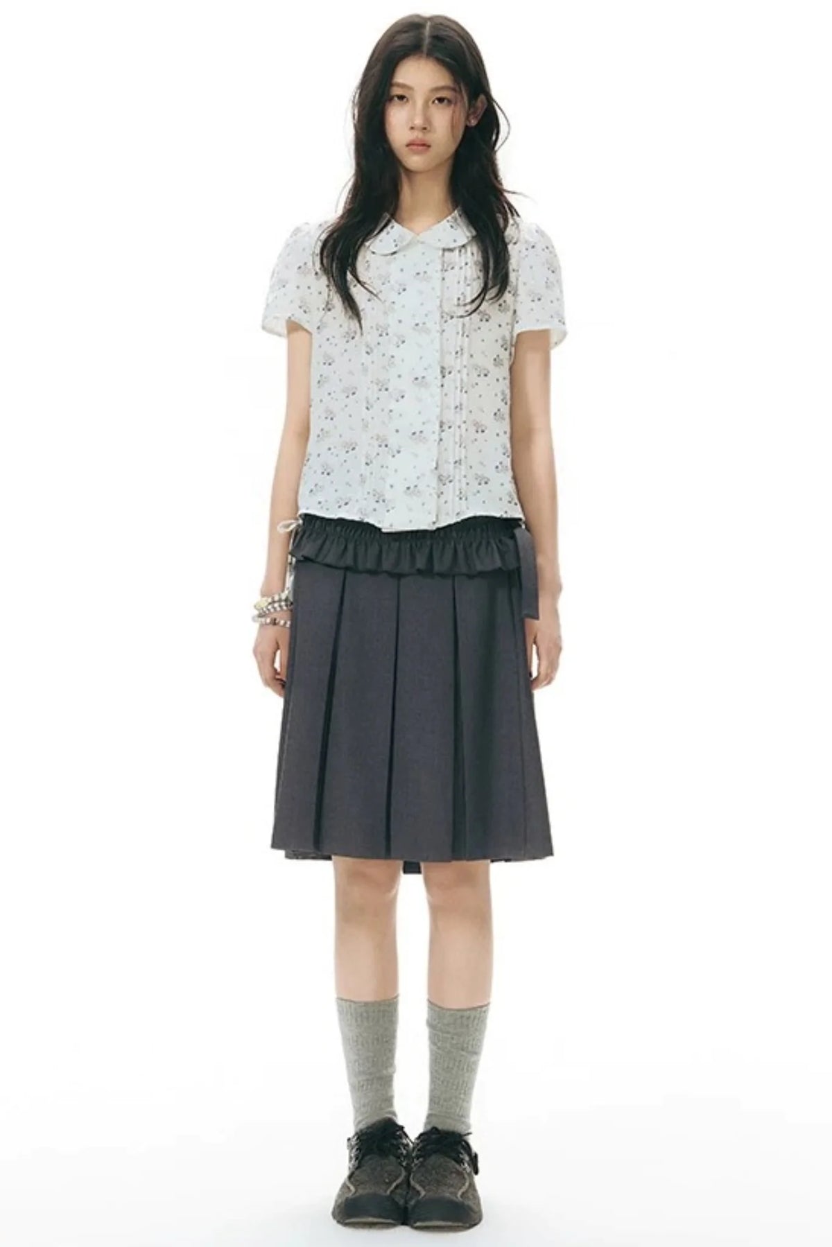 Detachable Pleated Midi Skirt Set