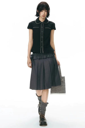 Detachable Pleated Midi Skirt Set