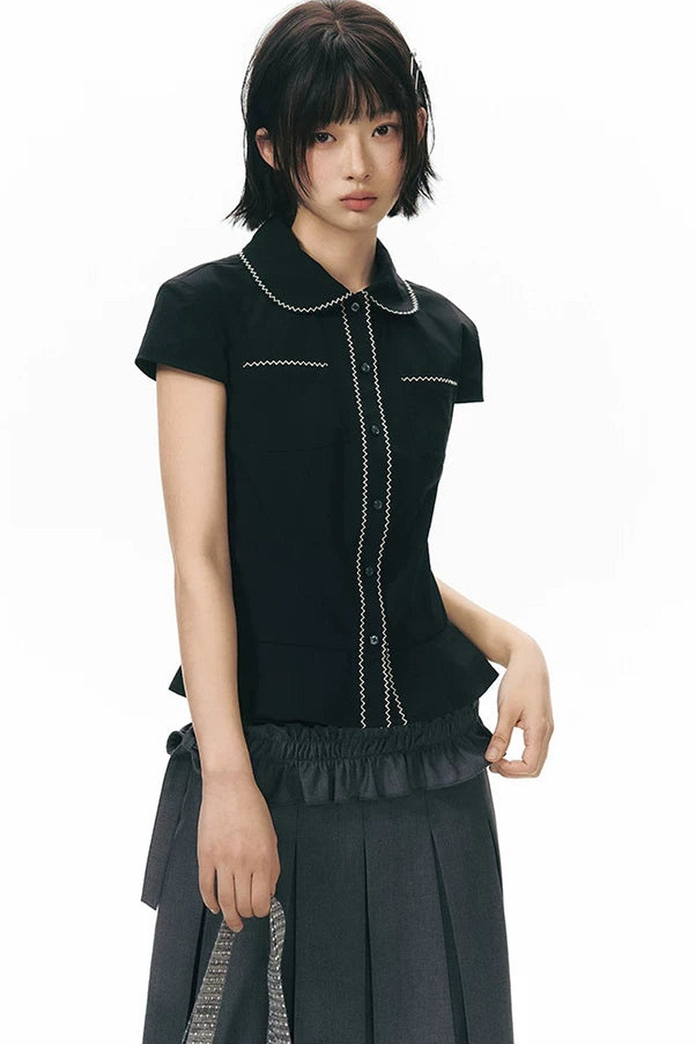 Detachable Pleated Midi Skirt Set