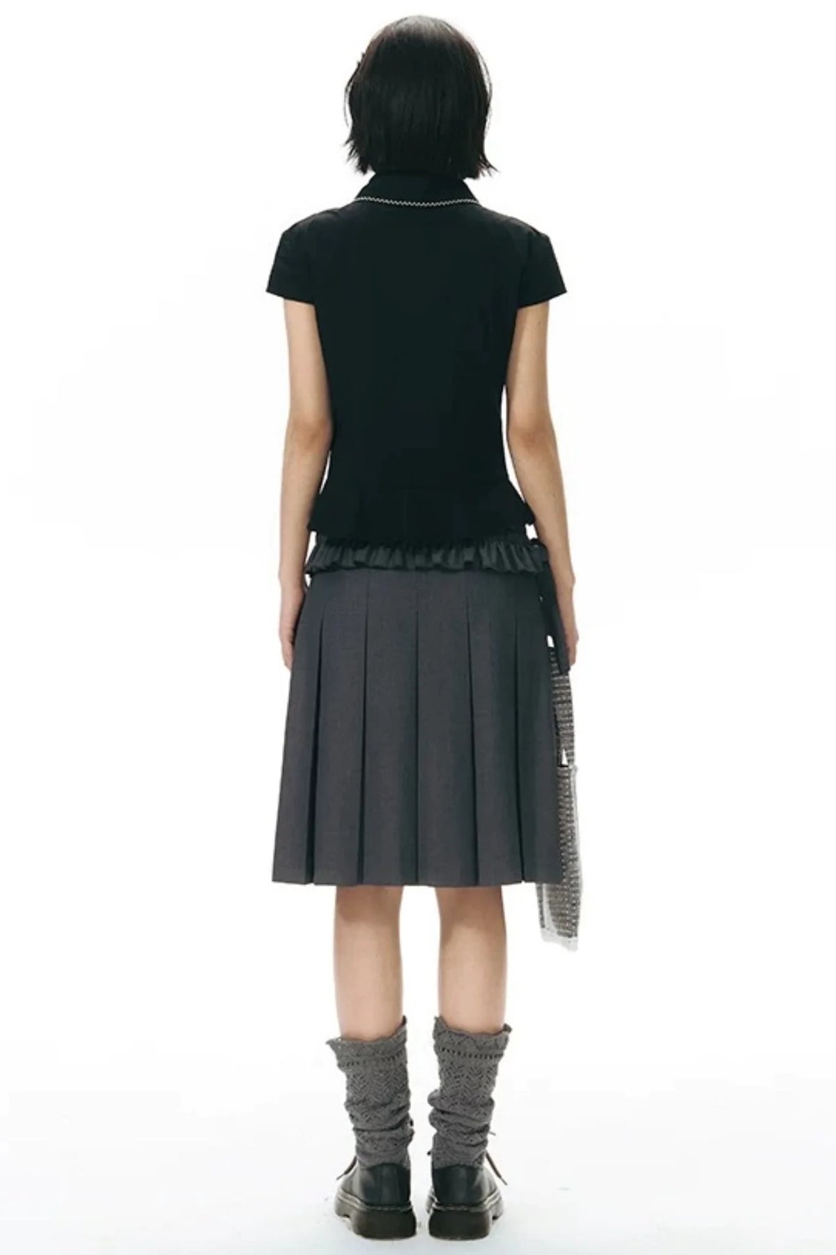 Detachable Pleated Midi Skirt Set