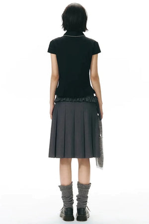 Detachable Pleated Midi Skirt Set