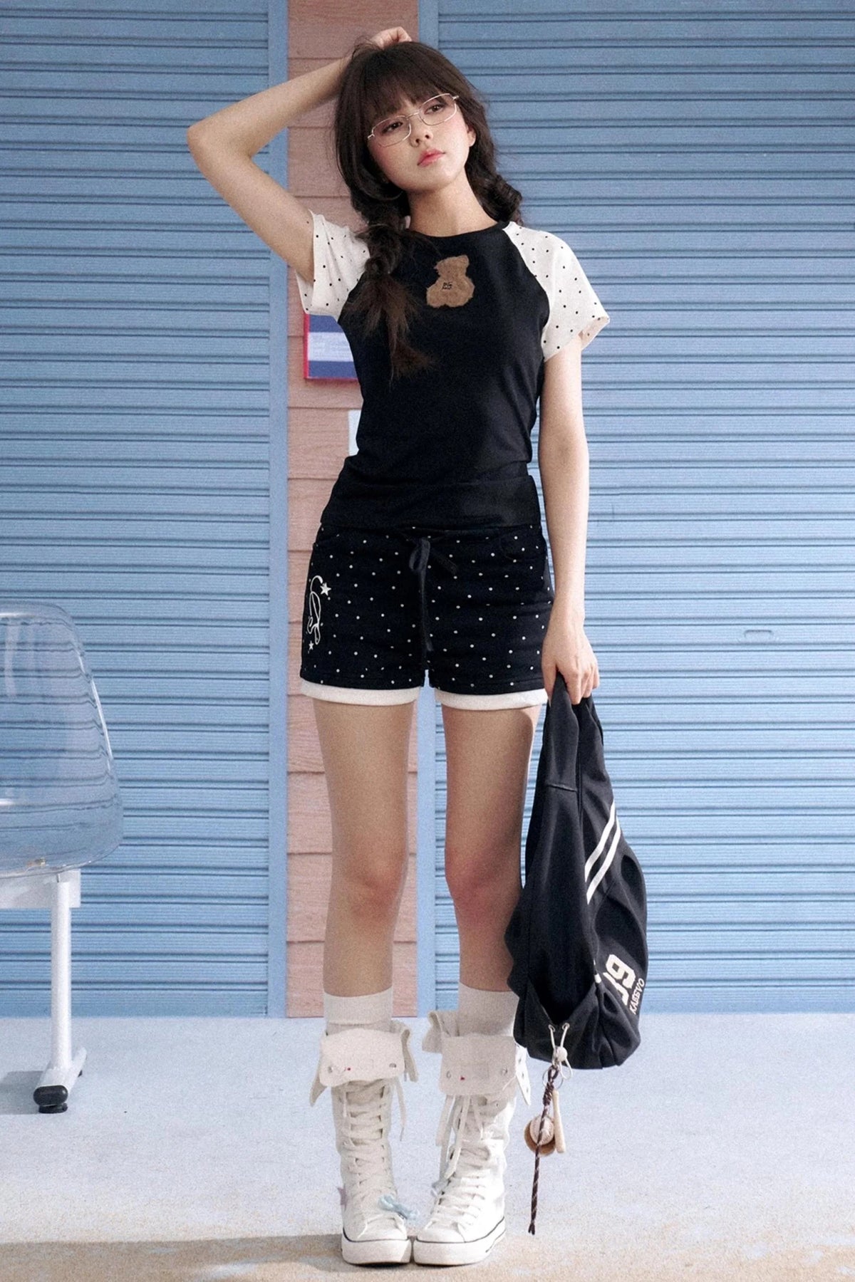 Detachable Polka Dot Peplum Shorts