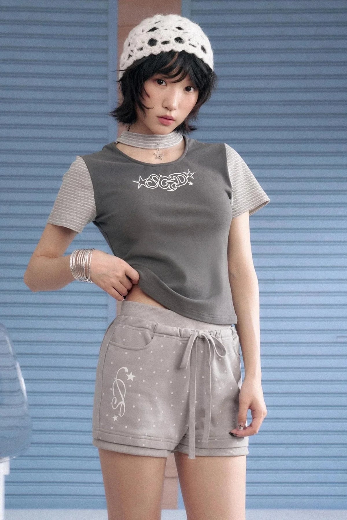 Detachable Polka Dot Peplum Shorts