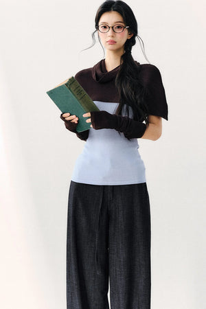 Detachable Shawl Knit Top Set-Up