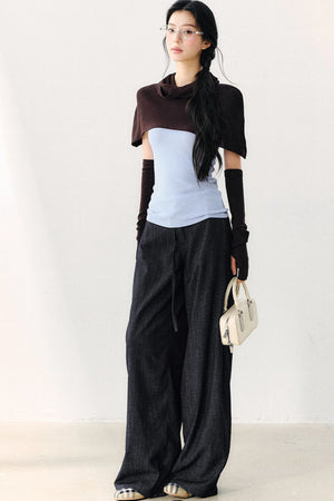 Detachable Shawl Knit Top Set-Up