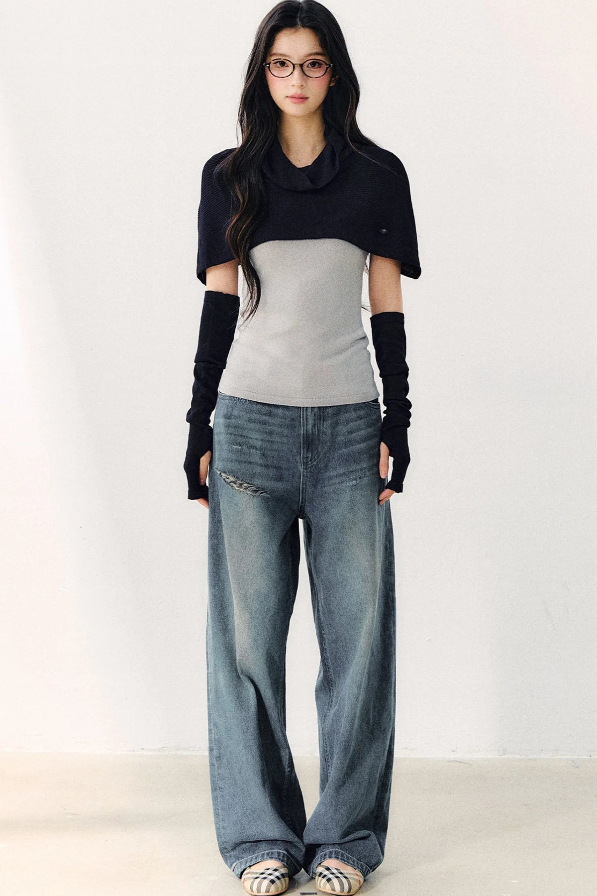 Detachable Shawl Knit Top Set-Up