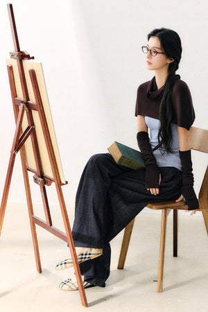 Detachable Shawl Knit Top Set-Up
