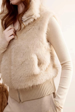 Detachable Sleeve Fur Coat