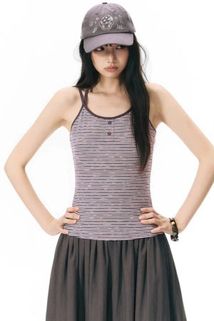 Detachable Striped Knit Camisole