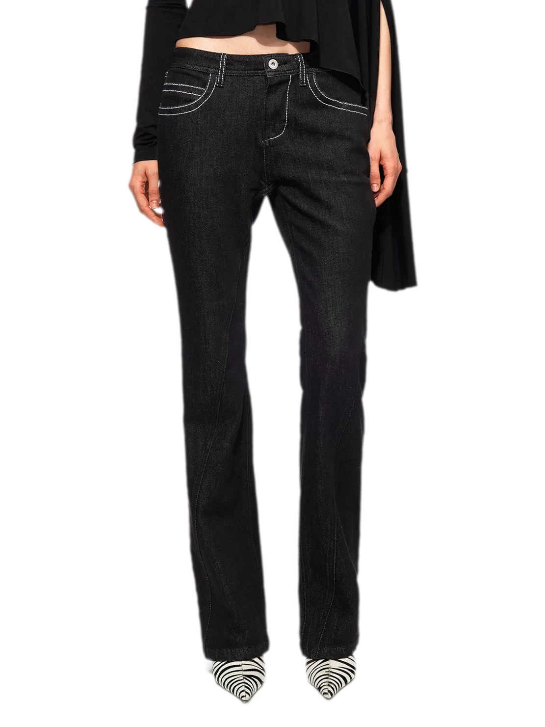 Tencel Geometric Panel Straight-Leg Jeans
