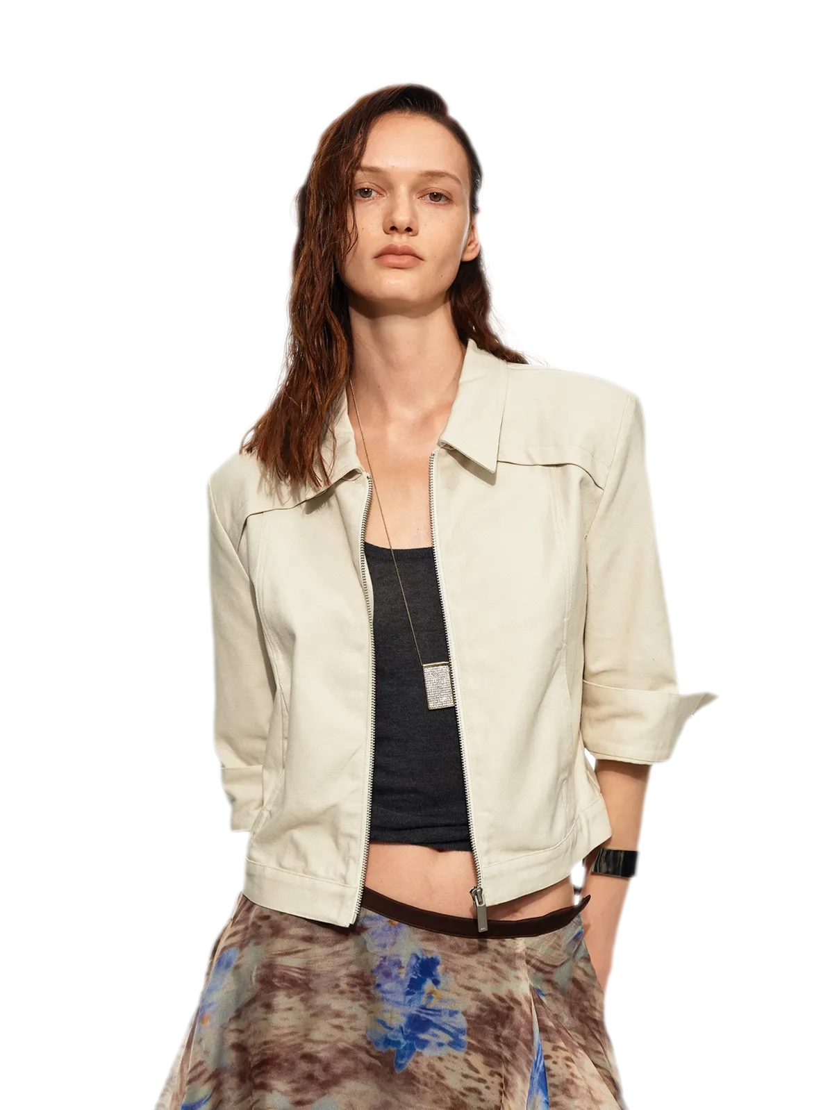Pure Cotton Cropped Structured Jacket