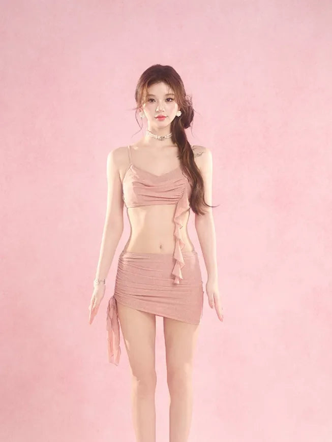 Draped Ruffle Swim Set