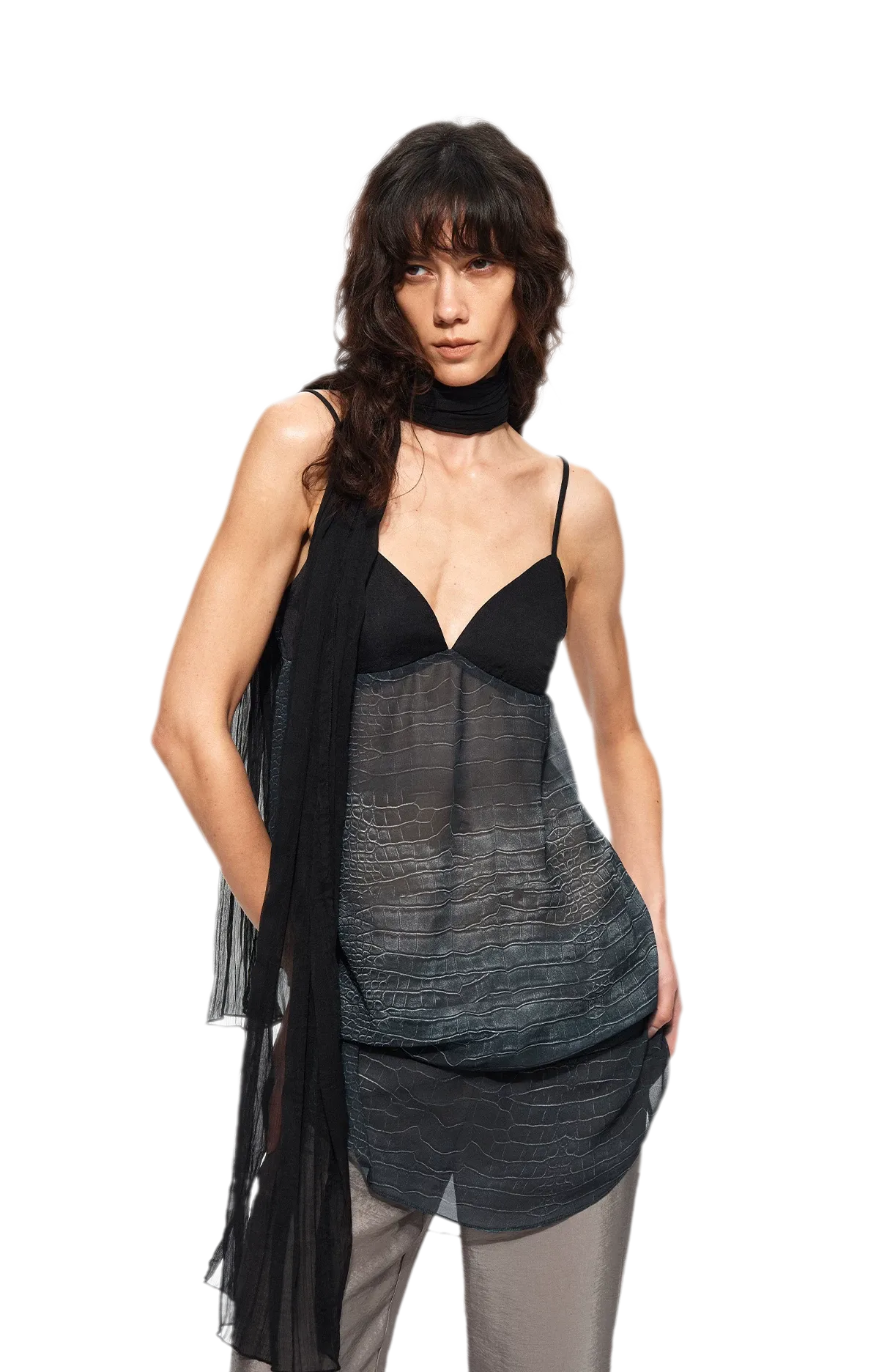 Sheer Satin Snake Camisole