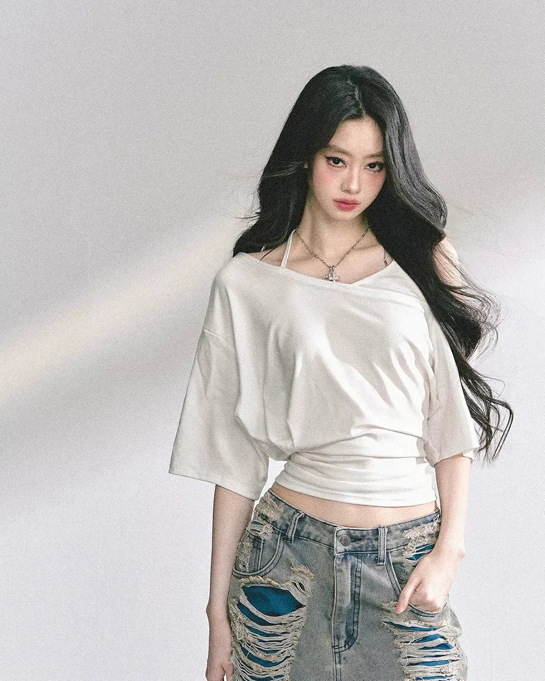 Asymmetric Beaded Off-Shoulder Top