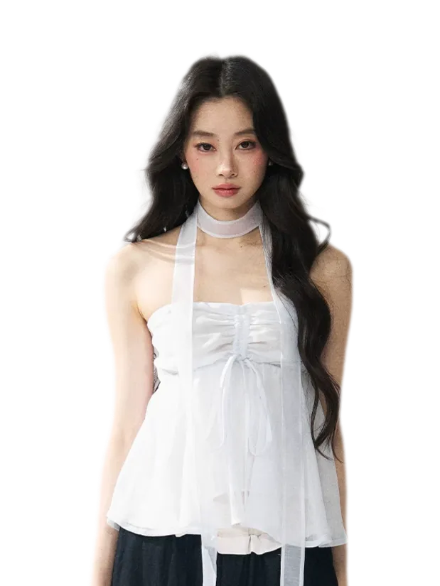 Halter Ruched Bustier Top