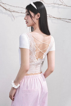 Dewdrop Lace Backless Top