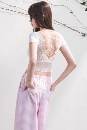Dewdrop Lace Backless Top