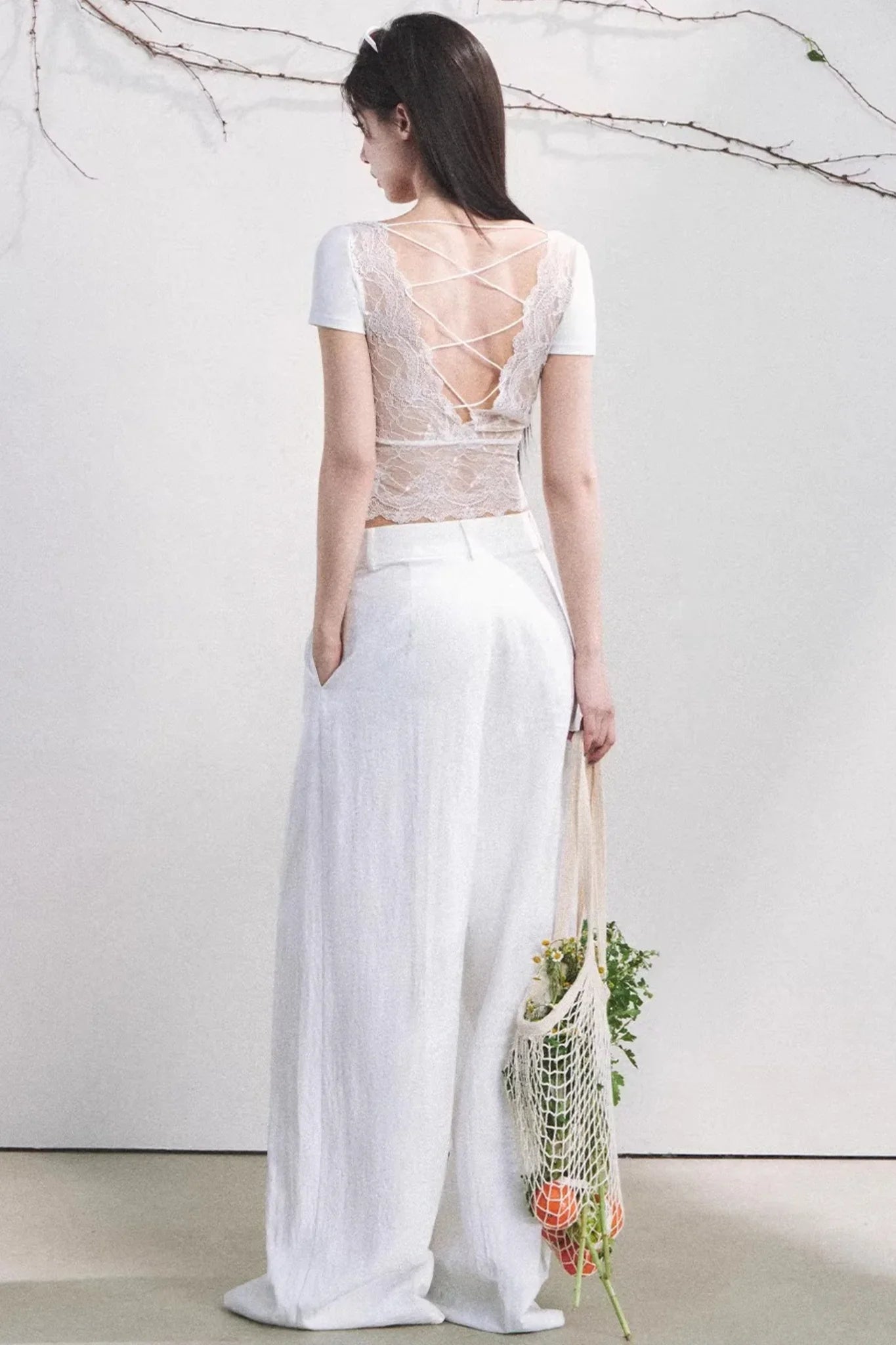 Dewdrop Lace Backless Top