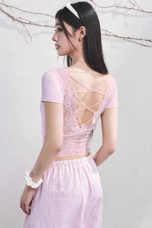 Dewdrop Lace Backless Top