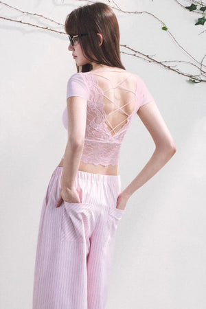 Dewdrop Lace Backless Top