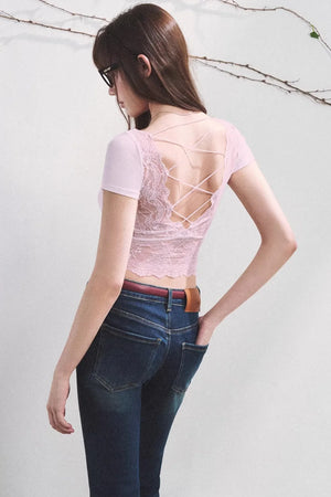 Dewdrop Lace Backless Top