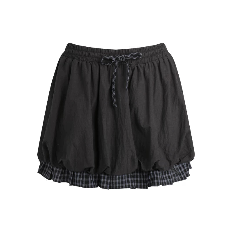 Diagonal Plaid Shirt and Floral Skirt Set-Up