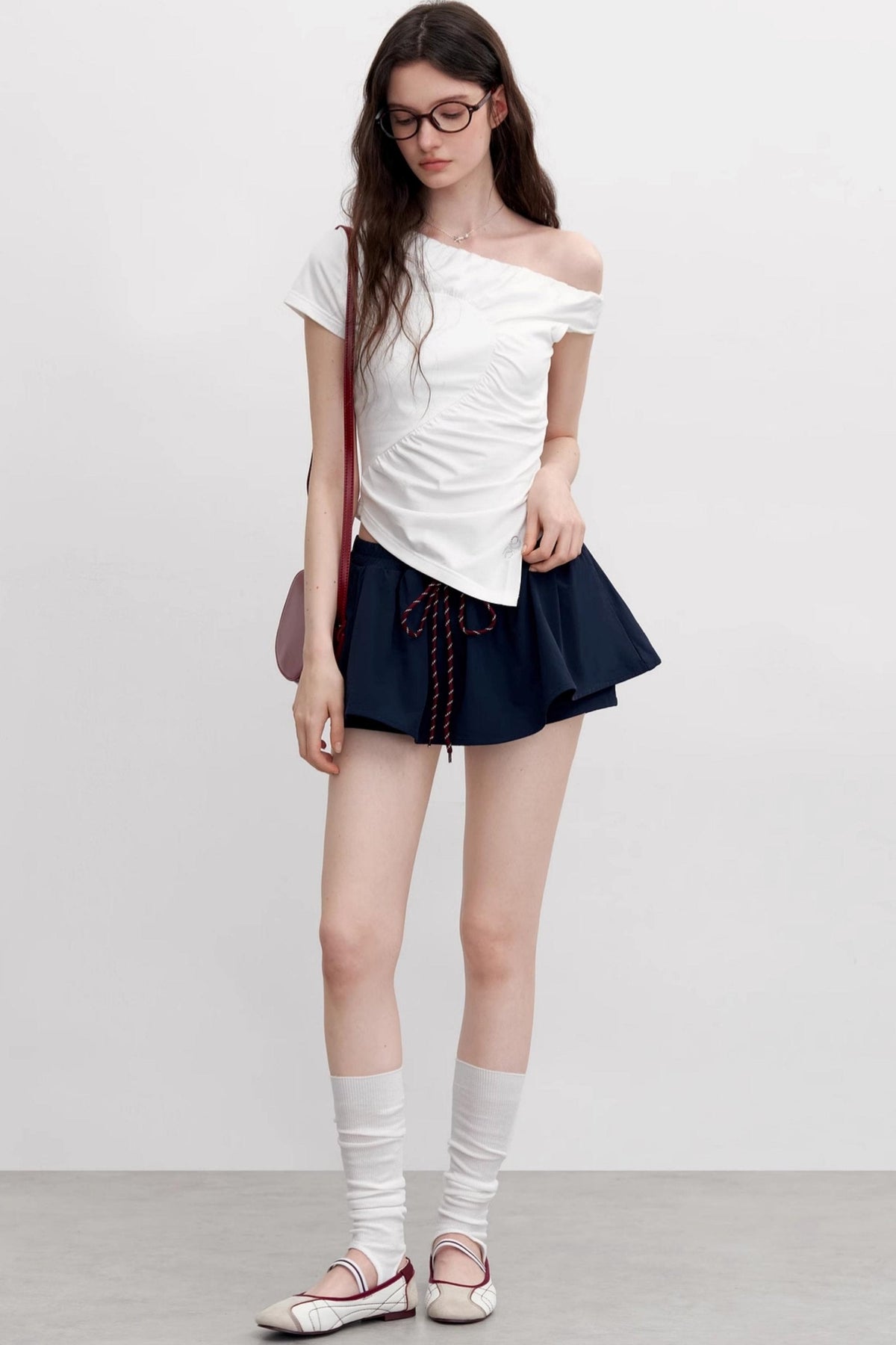 Diagonal Shoulder Waist T-Shirt