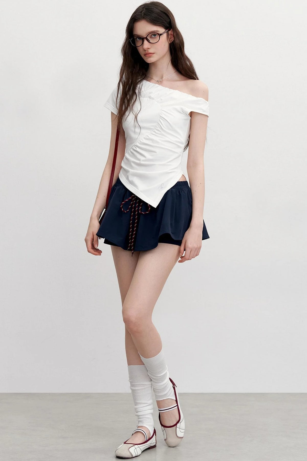 Diagonal Shoulder Waist T-Shirt