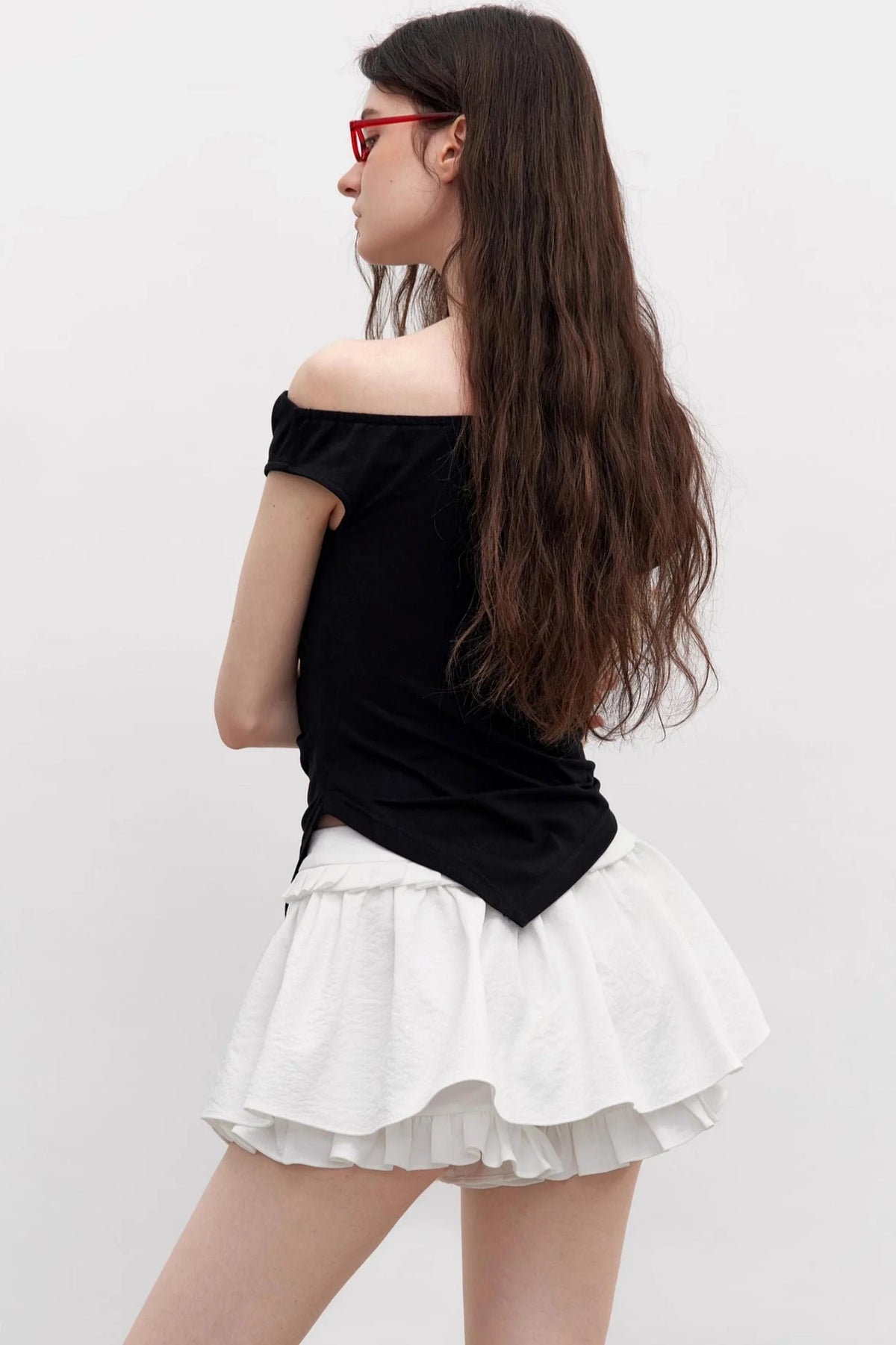 Diagonal Shoulder Waist T-Shirt