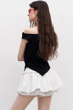 Diagonal Shoulder Waist T-Shirt